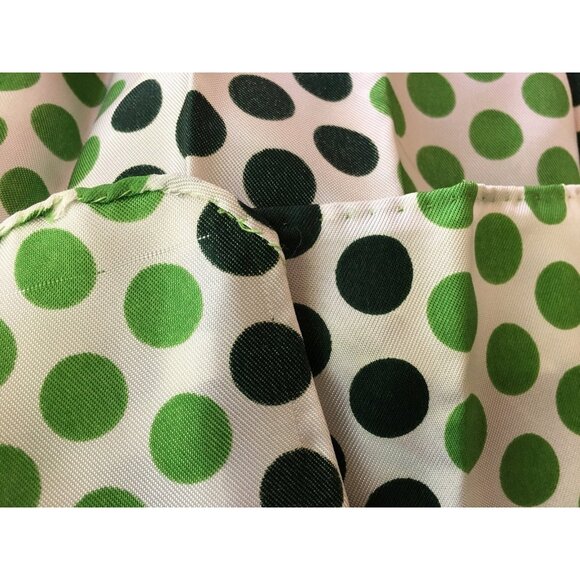 Vintage Polka Dot Green & Black Hand-Rolled Silk Scarf Retro 36 X 4 Inches Light - Picture 2 of 3